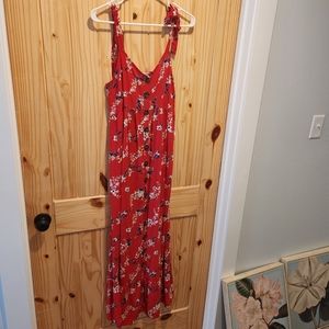 Isabel Maternity Red Floral Maxi Dress Medium